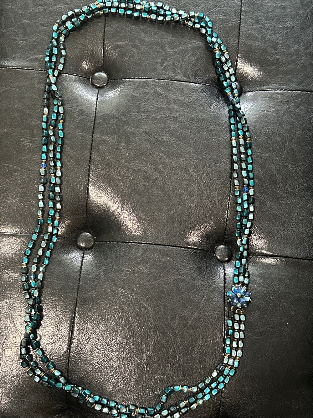 Multi-Strand Turquoise Bead Necklace with Decorative Accent